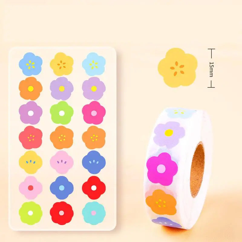 1000pcs/roll Colorful Flower Reward Sticker 15mm Cartoon Teacher Reward Stickers Scrapbooking for Kids Classroom Homework Tests (ONLINE ORDER ONLY)