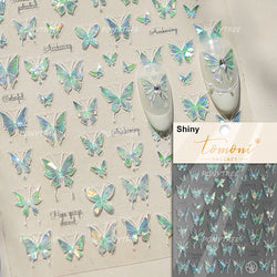Butterfly Flower Hollow Out Lace Delicate Floral Print Shiny Cloth Block Insect Self Adhesive Nail Art Stickers Manicure Decals (Online Order Only)