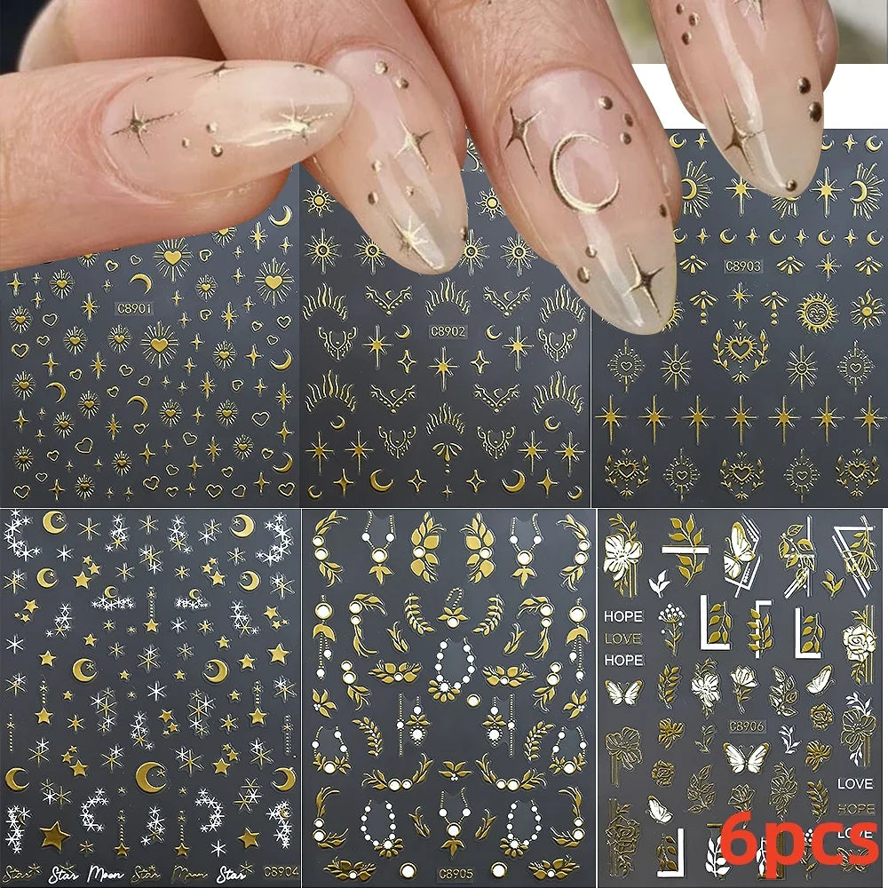 5/8Pcs 3D Hawaiian Flowers Nail Art Stickers Summer Decors with Tropical Leaves Slider Vibrant Pink & White Flowers for Parties* (ONLINE ORDER ONLY)