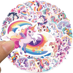 50pcs Cartoon Cute Rainbow Unicorn Stickers Pack for Scrapbooking Laptop Travel Luggage Laptop Wall Car Decoration Decal (ONLINE ORDER ONLY)