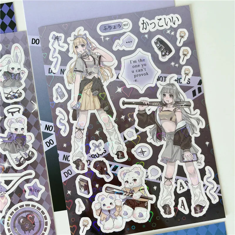 Sweet Cool Campus Girl Series Sticker Scrapbooking DIY Album Decoration Sticker Aesthetic Personalized Kawaii Stationery (ONLINE ORDER ONLY)