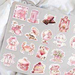 50pcs Pink Aesthetics Stickers Vinyl Decals DIY Skateboard Phone Laptop Car Luggage Bike Cool Waterproof Sticker (ONLINE ORDER ONLY)
