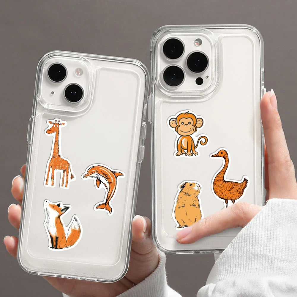 50PCS Cartoon Orange Animals Stickers For Laptop Suitcase Skateboarding Snowboard Retro Vinyl Home Sticker Cute Graffiti Decals (ONLINE ORDER ONLY)