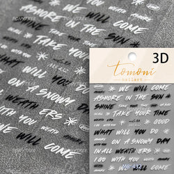 Romantic White Black Capital English Letters Chic Gold Punk Colorful Stamp Word 3D Self Adhesive Nail Art Sticker Manicure Decal (ONLINE ORDER ONLY)
