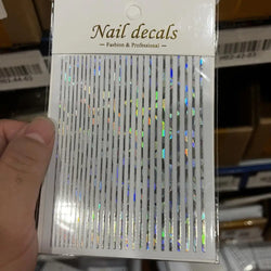 1Pc Laser Silver Gold Lines Stripe Nail Sticker Metal Strip Luxury Nails Slider Self Adhesive Slider Papers Transfer Stickers *& (Online Order Only)