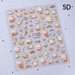 Bowknot Bear Cake Chocolates Food Star Cherry Apple Cook Love Heart Adhesive Nail Art Sticker Rhinestone Reliefs Manicure Decal (ONLINE ORDER ONLY)
