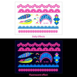 1pc Bohemia Fluorescent Sticker Luminous Temporary Tattoos Stickers UV Glow Fluorescent Tattoo Waterproof For Body Art Decals *& (Online Order Only)