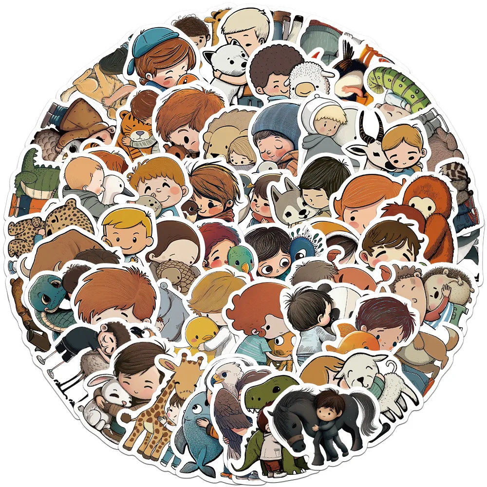 Cute Cartoon Animal Stickers - 10/30/55pcs for Skateboard, Phone, Fridge, DIY Decals (ONLINE ORDER ONLY)
