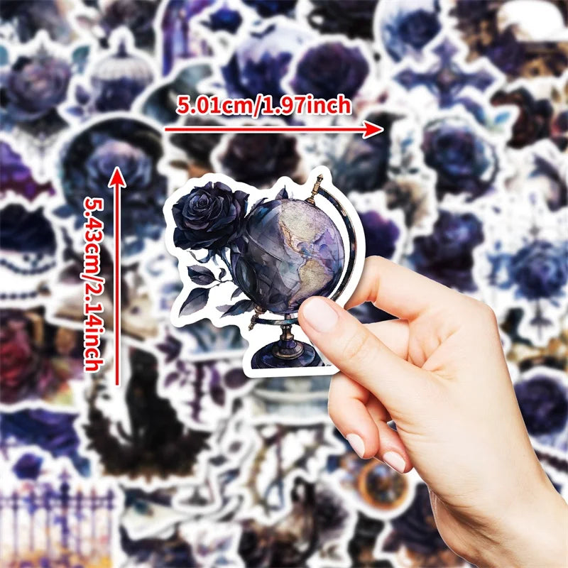 10/30/50PCS Dark Purple Rose Sticky PVC Sticker Aesthetic Children's Stationery DIY Decoration Scrapbooking School Supplies (ONLINE ORDER ONLY)