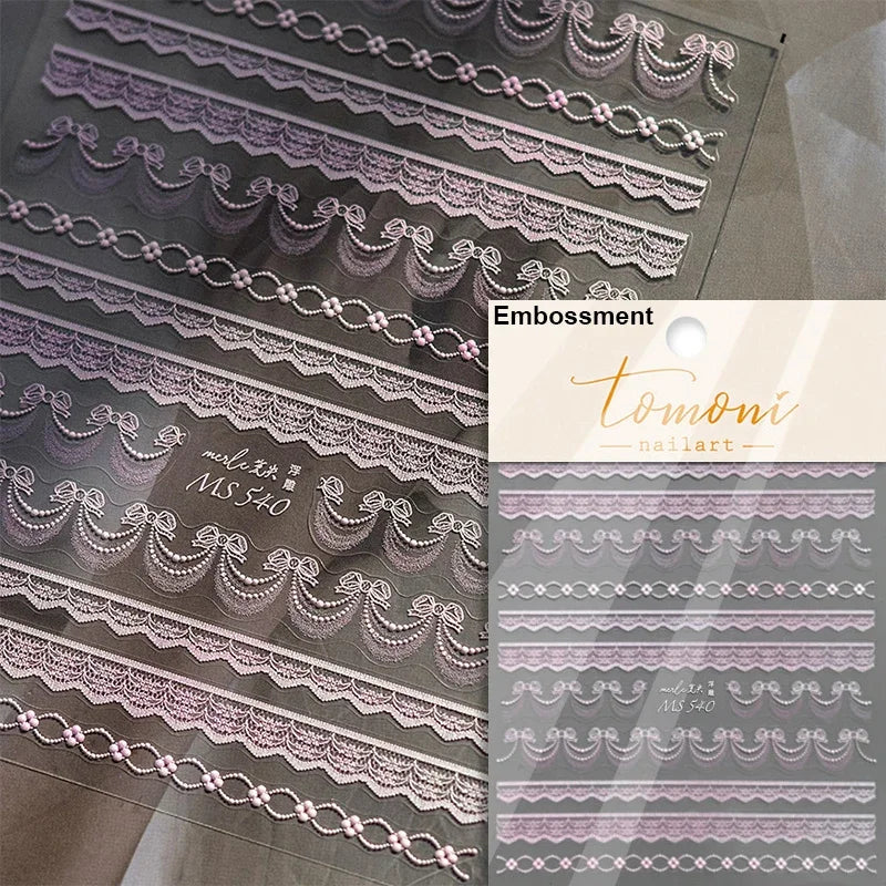 French Style Geometric Black White Square Grid Rhombus Stripe 3D Self Adhesive Nail Art Stickers Shiny Rhinestone Manicure Decal (ONLINE ORDER ONLY)