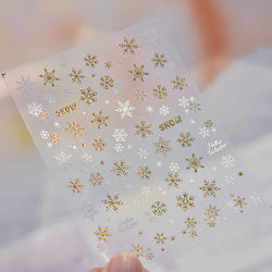 Shiny Pink Silver Hot Stamping Snow Adhesive Nail Art Sticker Snowflake Rhinestone Manicure Decal Nail Supplies for Professional (Online Order Only)