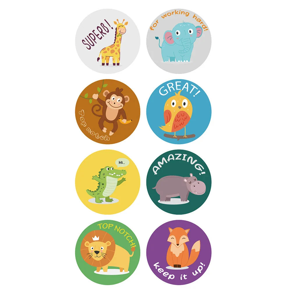 100-500PCS Reward Motivational Stickers Cartoon Animal Kids Toy Circus Elephant Lion Monkey Dolphin Stickers For Children Gifts (ONLINE ORDER ONLY)