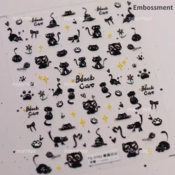 Lovely Cartoon Halo Dyeing Cat Bowkbot Paw Kitten Star Love Charming Self Adhesive Nail Art Sticker Cute Animals Manicure Decal (ONLINE ORDER ONLY)
