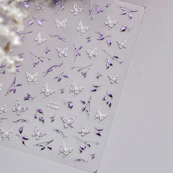 Hot Stamping Purple Line Love Heart Lace Bowknot Chain Branches Star Flower Leaf Butterfly Plant Flower Nail Art Stickers Decals (Online Order Only)