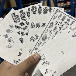 1PC Lace Flower Leaf Nail Sticker Geometric Line Leaf Floral Nail Art Decal Abstract Elegant Black White Pattern Nail Decoration (ONLINE ORDER ONLY)