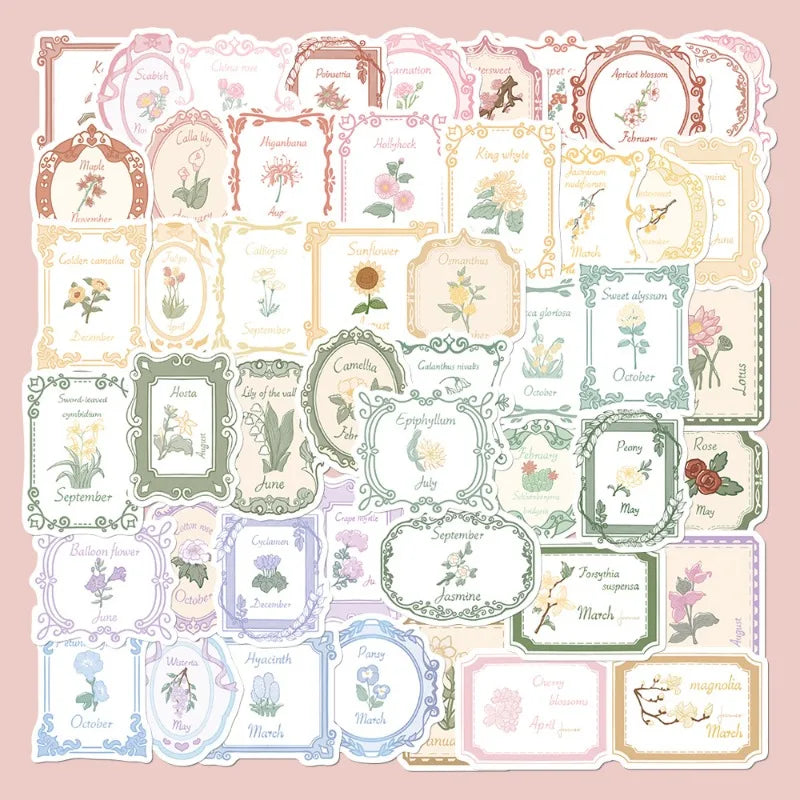 50pcs Retro Plant Graffiti Stickers for Helmet, Wall, DIY Decoration Wholesale (ONLINE ORDER ONLY)