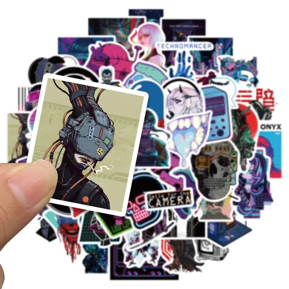 10/25/50Pcs Cartoon Cool Cyberpunk Sticker Packs (ONLINE ORDER ONLY)
