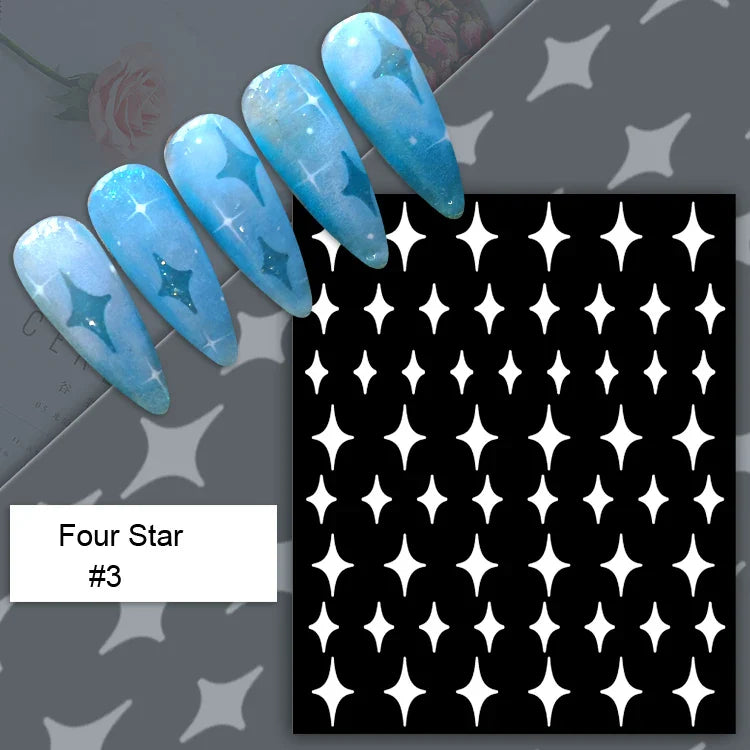 1PC Hollow Airbrush Design Nail Art Hollow Stencils Sticker Love Star Snowflake Butterfly Butterfly French Decal Slider Decors * (Online Order Only)