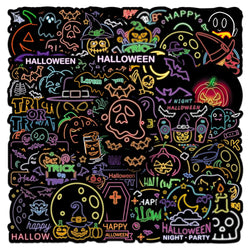 Halloween Neon Stickers: 10/30/50pcs Waterproof Cartoon Decals for Laptop, Phone, Fridge, Luggage (ONLINE ORDER ONLY)