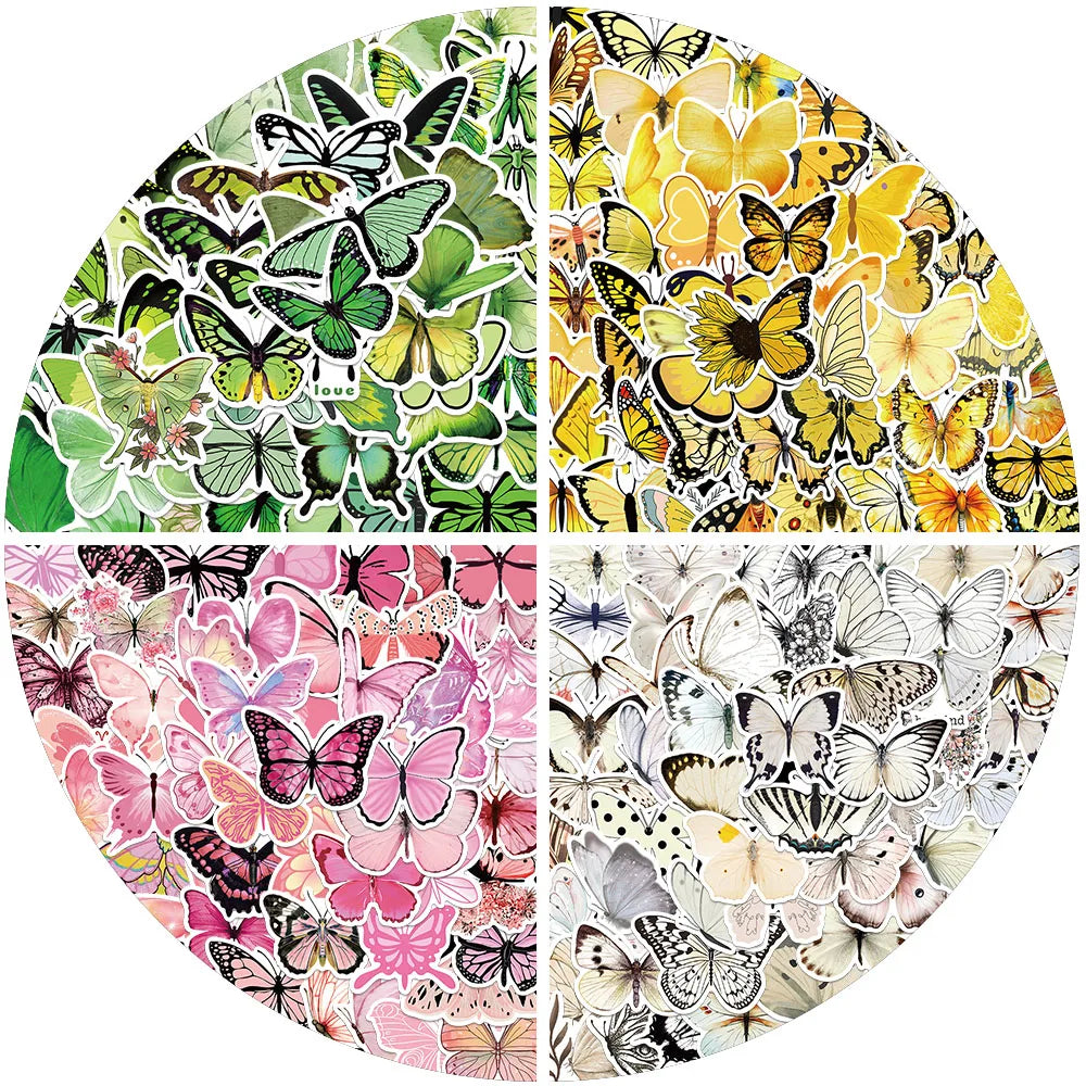 50pcs Aesthetic Cartoon Insect Butterfly Stickers DIY Waterproof Graffiti For Laptop Water Bottle Luggage Notebook Vinyl Decals (Online Order Only)