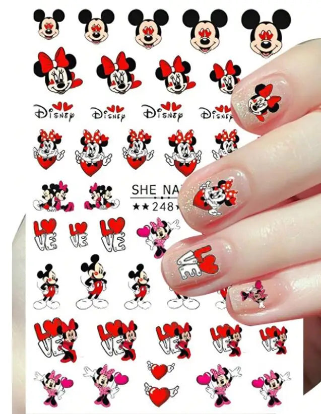 1PCS Disney Mickey Series Nail Stickers Cute 3D Minnie Nail Decorations Valentine's Day Christmas Self-Adhesive Nail Supplies *& (ONLINE ORDER ONLY)