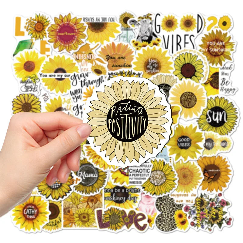 10/50Pcs You Are My Sunshine Sunflower Cartoon Graffiti Stickers Laptop Luggage Scrapbook Diary Phone Guitar Sticker Kid Toy (ONLINE ORDER ONLY)