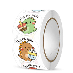 50-300pcs 1 Inch Thank You Stickers Cartoon Dinosaur Labels for Packaging Baking Labels Gifts Seal Decor Children's Stickers (Online Order Only)
