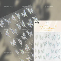 Delicate Dreamy Petal Star Tulip Flower Purple Bowknot Butterfly Illusion Chic Relief Adhesive Nail Art Stickers Manicure Decals (Online Order Only)