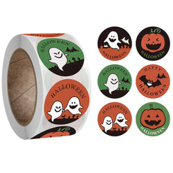 500pcs/roll Halloween Sticker Ghost Labels Gift Candy Bags Seal Stickers Halloween DIY Package Paper Sticker Party Decoration (Online Order Only)