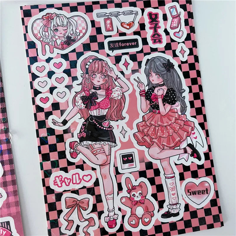 INS Sweet Candy Girl Stickers Diary Scrapbooking DIY Album Decoration Sticker Aesthetic Personalized Kawaii Stationery (ONLINE ORDER ONLY)