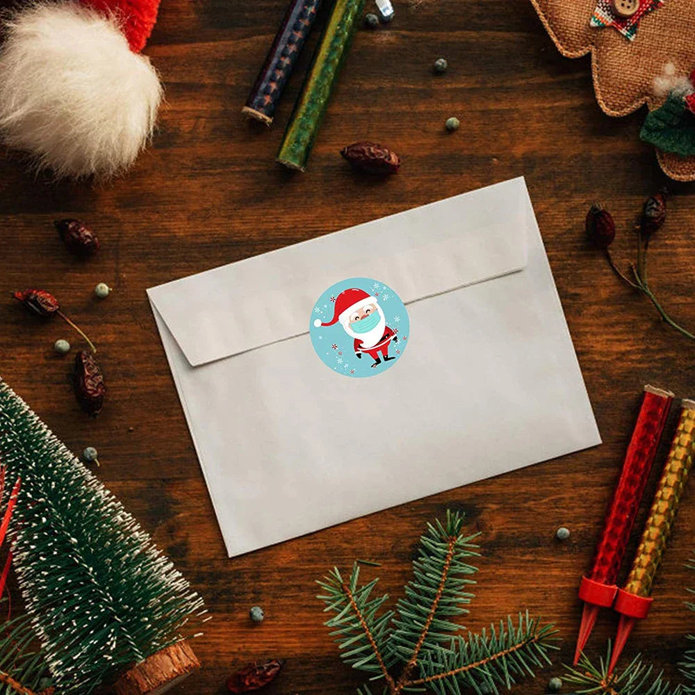 100-500Pcs Merry Christmas Santa Claus Sticker 1inch Decor DIY Wrapping Gift Decoration Xmas Kids Thank You Seal Label (ONLINE ORDER ONLY)