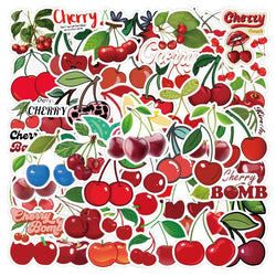 60pcs Cherry Fruit Stickers for Laptop, Phone, Water Bottle, Suitcase, Scooter, Refrigerator, Stationery (Online Order Only)