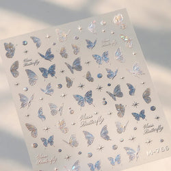 Green Blue Glass Butterfly Lily Flowers Star Line Water Droplet Charming Shiny Self Adhesive Nail Art Stickers Manicure Decals (ONLINE ORDER ONLY)