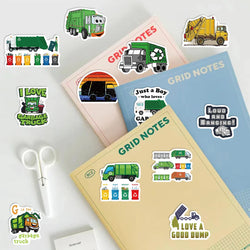 50PCS Green Garbage Truck Stickers For Suitcase Skateboard Laptop Luggage Phone Car Styling DIY Decal Sticker (ONLINE ORDER ONLY)