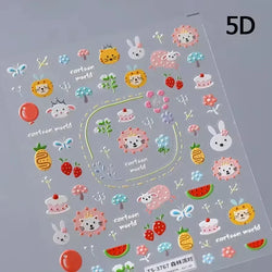 Cute Bowknot Dog Puppy Bear Strawberry Cake Fruit Juice Coffee Desserts Corgi Cherry Adhesive Nail Art Stickers Manicure Decals (ONLINE ORDER ONLY)