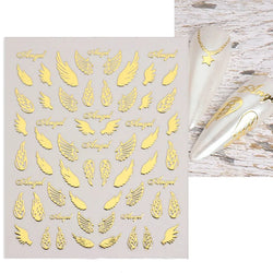 Gold Silver Wing Nail Art Stickers 3D Metal Chain Heart Love Sun Moon Star Gel Polish Adhesive Manicure Slider Decor Accessories (ONLINE ORDER ONLY)
