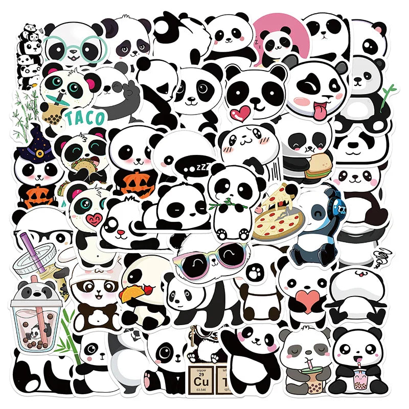 10/30/50PCS Cute Panda Sticker Aesthetic PVC Stationery Children's Sketchbook Laptop Diary Decoration Scrapbook Supplies for Kid (ONLINE ORDER ONLY)