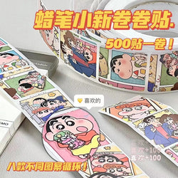 Crayon Shin-chan Stickers Roll 500 Creative Decorative Cartoon Handbook Stickers Card Sealing Roll Children's Gifts (Online Order Only)