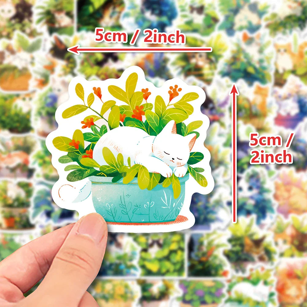10/30/50PCS Cartoon Plant Cat Stickers Cute Animals Decals Decoration DIY Phone Notebook Laptop Luggage Helmet Car Sticker Toys (ONLINE ORDER ONLY)