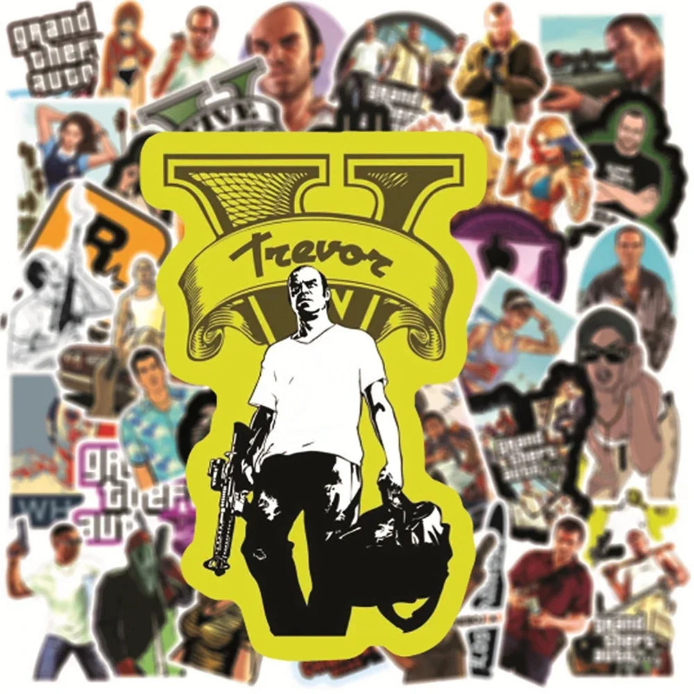 10/30/50PCS Game GTA Stickers DIY Motorcycle Travel Luggage Skateboard Kids Toy Graffiti Cartoon Waterproof Sticker Cool Decals (ONLINE ORDER ONLY)