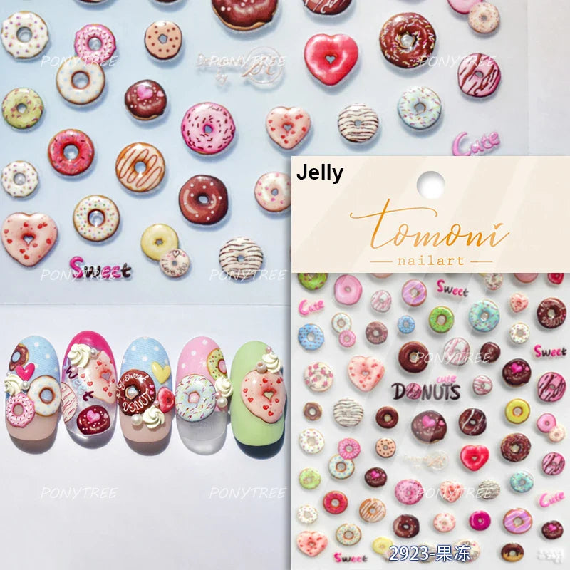 Soda Fruit Beverage Bottle Bear Watermelon Popsicle Dessert Ice Cream Cat Cherry Strawberry Bow Summer Nail Art Stickers Decals (ONLINE ORDER ONLY)