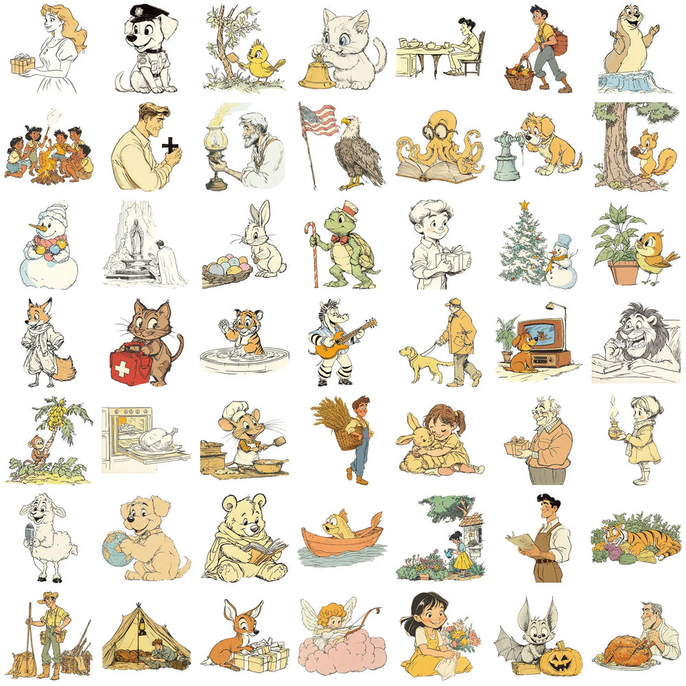 50pcs Fluffy Holiday and Funny Animals Stickers For Water Bottles Laptop Skateboard Computer Vinyl Waterproof Stickers (Online Order Only)