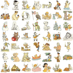 50pcs Fluffy Holiday and Funny Animals Stickers For Water Bottles Laptop Skateboard Computer Vinyl Waterproof Stickers (Online Order Only)