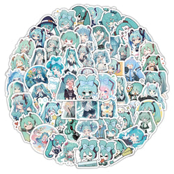 10/30/50/100PCS Kawaii Hatsune Miku Stickers Blue Cartoon Sticker Fridge Luggage Laptop Phone Guitar Skateboard Graffiti Decals (ONLINE ORDER ONLY)