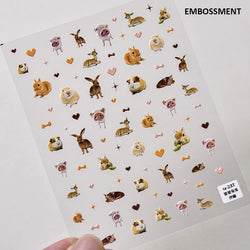 Lovely Dog Cat Animal Bunny 3D Soft Embossed Relief Self Adhesive Nail Art Stickers Cute Pretty Puppy Kitty Star Manicure Decals (ONLINE ORDER ONLY)