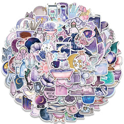 10/30/50/100PCS Graffiti Art Magic Moon Witch Crystal Stickers Aesthetic Decals Decoration DIY Scrapbook Phone Suitcase Car Toys (ONLINE ORDER ONLY)