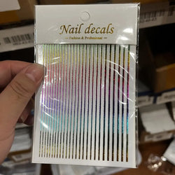 1Pc Laser Silver Gold Lines Stripe Nail Sticker Metal Strip Luxury Nails Slider Self Adhesive Slider Papers Transfer Stickers *& (Online Order Only)