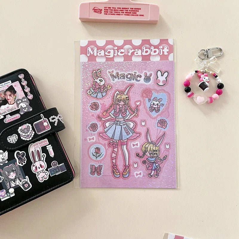 New Ins Cute Devil Bunny Girl Stickers Diary Scrapbooking DIY Album Decoration Sticker Aesthetic Personalized Kawaii Stationery (ONLINE ORDER ONLY)