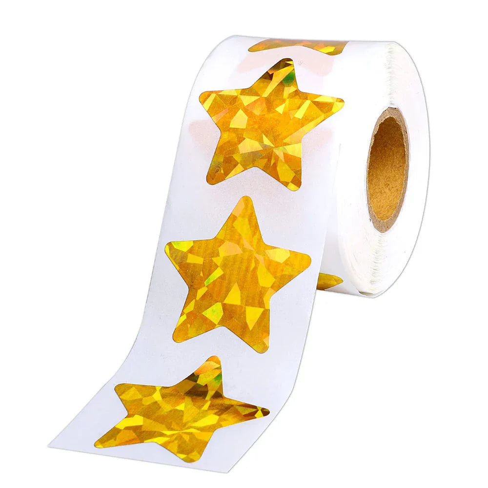 100-500pcs Holographic Silver Star Stickers For Kids Reward 1inch Foil Star Stickers Labels For Wall Crafts Classroom Supplies (ONLINE ORDER ONLY)
