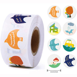 100-500pcs Children Reward Sticker 1inch Round Animal Lables for School Teacher Classroom Encourage Student Stationery Sticker (Online Order Only)